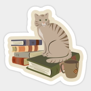 Cats, books, and tea Sticker